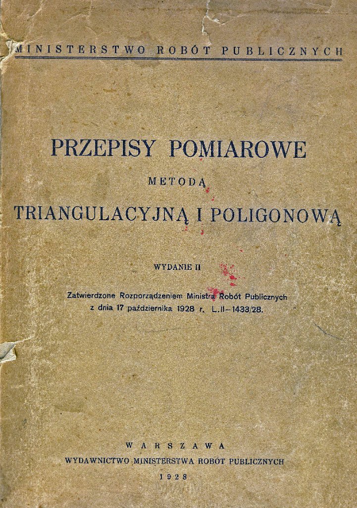 KKE 5952-1.jpg - (odpis) Dok. Karty z księgi„ Przepisów Pomiarowych metodą Triangulacyjną i Poligonową” wydane przez Ministerstwo Robót Publicznych, Warszawa, 1928 r.